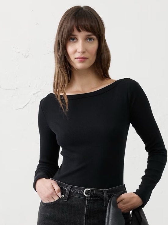 Banana Republic Factory Tops - Banana Republic Factory Ribbed Boatneck long sleeve top S NWT